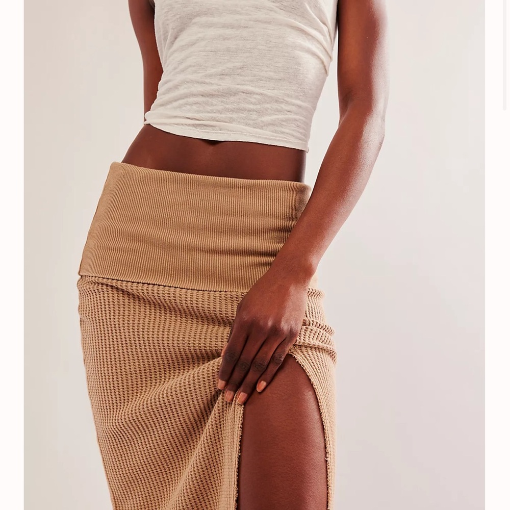Free People Tan Midi Skirt